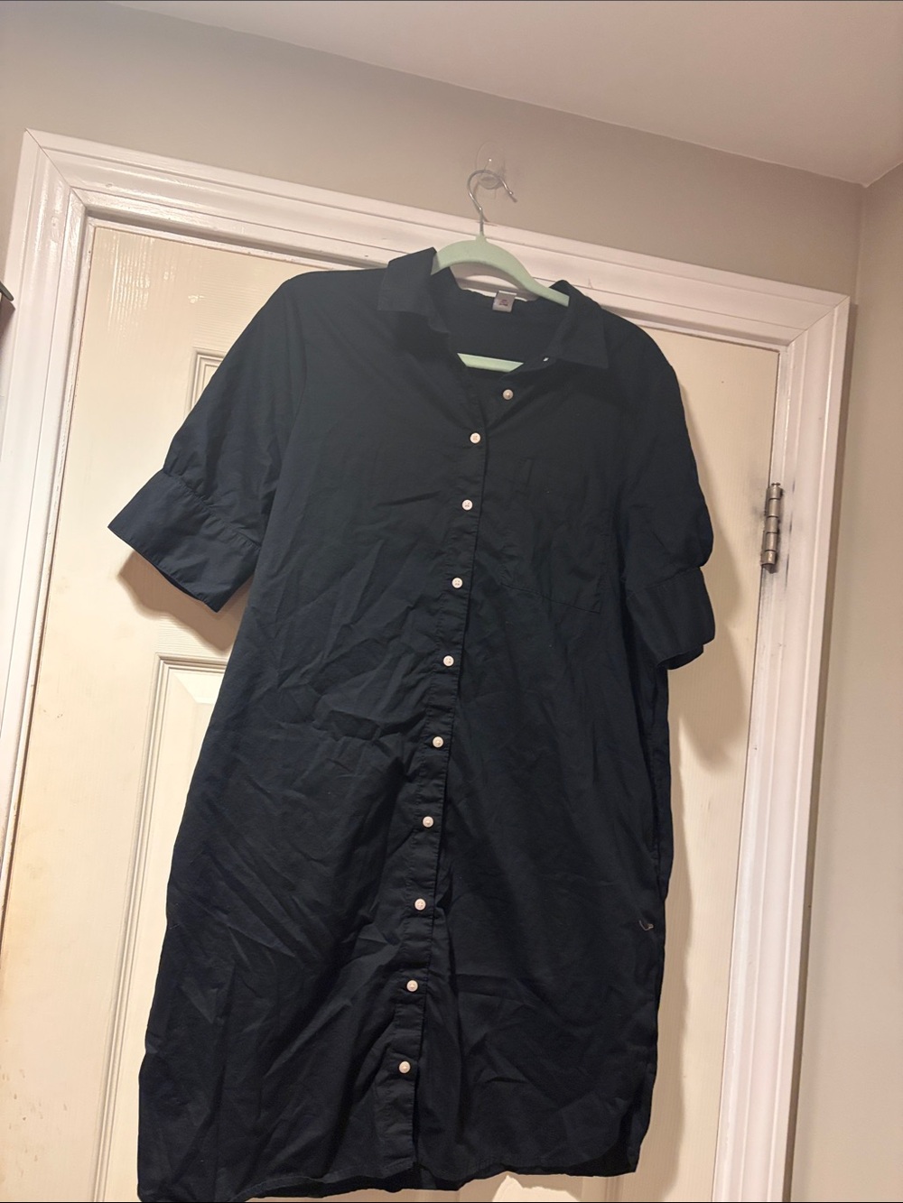 Old Navy Black Button-Front Midi Dress